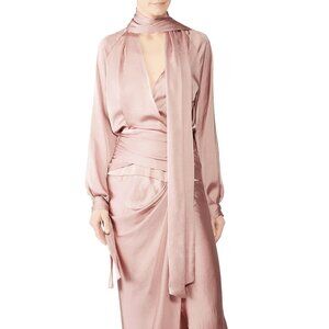 Juan Carlos Obando Mauve Satin Wrap Dress Size 0